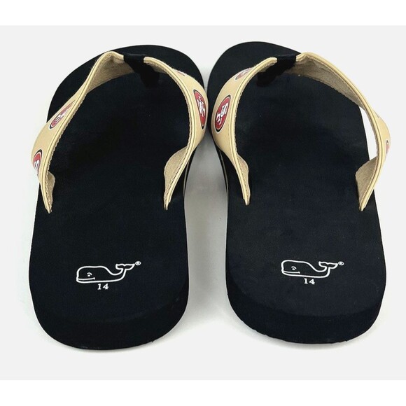 Vineyard Vines Mens Sandals Sz 14 Gold Flip Flops San Francisco 49ers New - Picture 7 of 9
